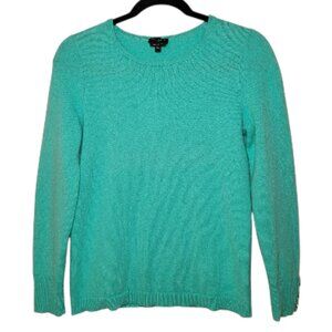 Talbots 100% Pure Cashmere Sweater Womens Teal Petite Medium Coastal Preppy